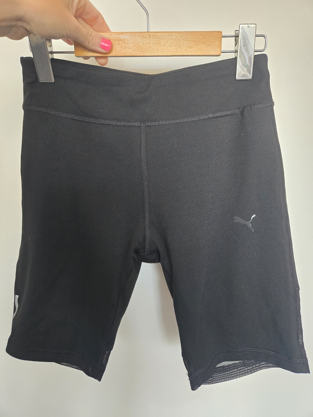 Womens Puma Black Athletic Mesh-Trim Bike Shorts